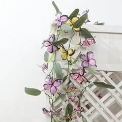 3 pcs Assorted Faux Butterfly Flowers Garlands Willow Greenery Leaves Party