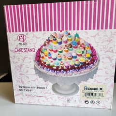 White Plastic Pedestal Cake Stand with Decorative Edges
