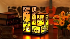 24 Music Note Party Table Centerpieces Paper Lantern Boxes 3 Sizes LED Tealights