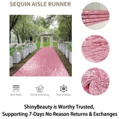 Sequin Aisle Runners 2ft X 15ft Pink Gold Carpet Runner For Party Glitter Runner