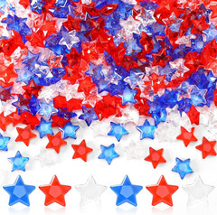 300Pcs Patriotic Red Clear Blue Star Acrylic Crystals Gems Table Scatter Vase Fi