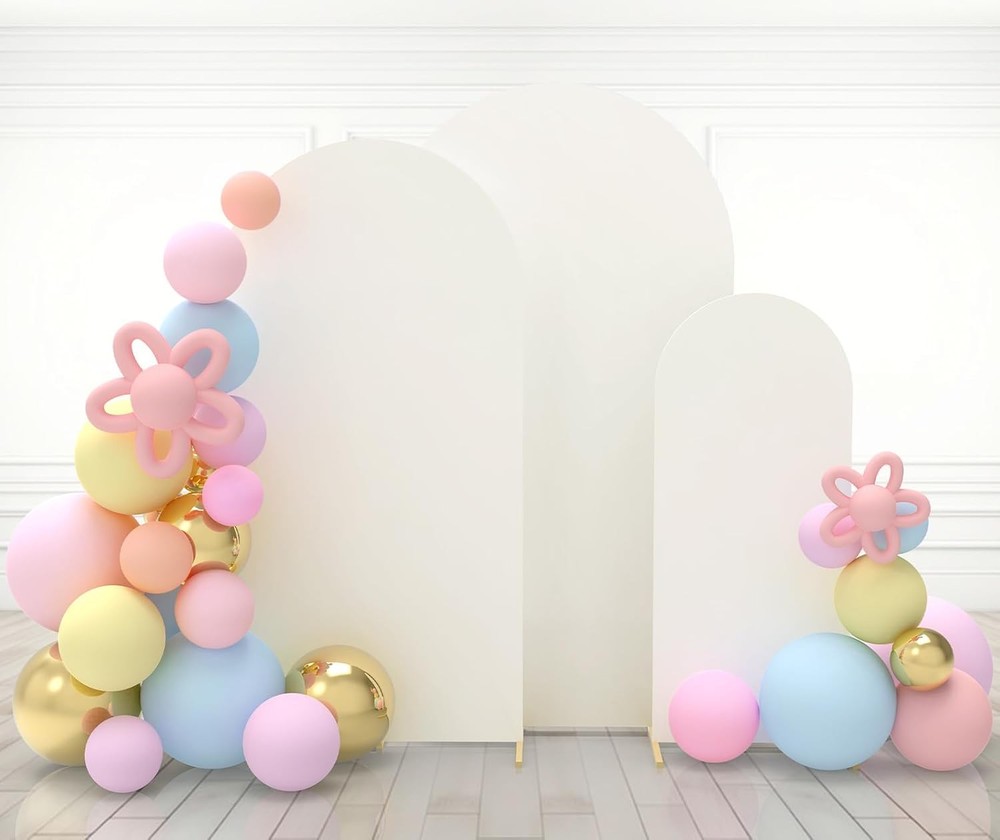 Ivory Wedding Arch Cover Set 3, 5FT/6.6FT/7.2FT Spandex Fitted Photo Booth