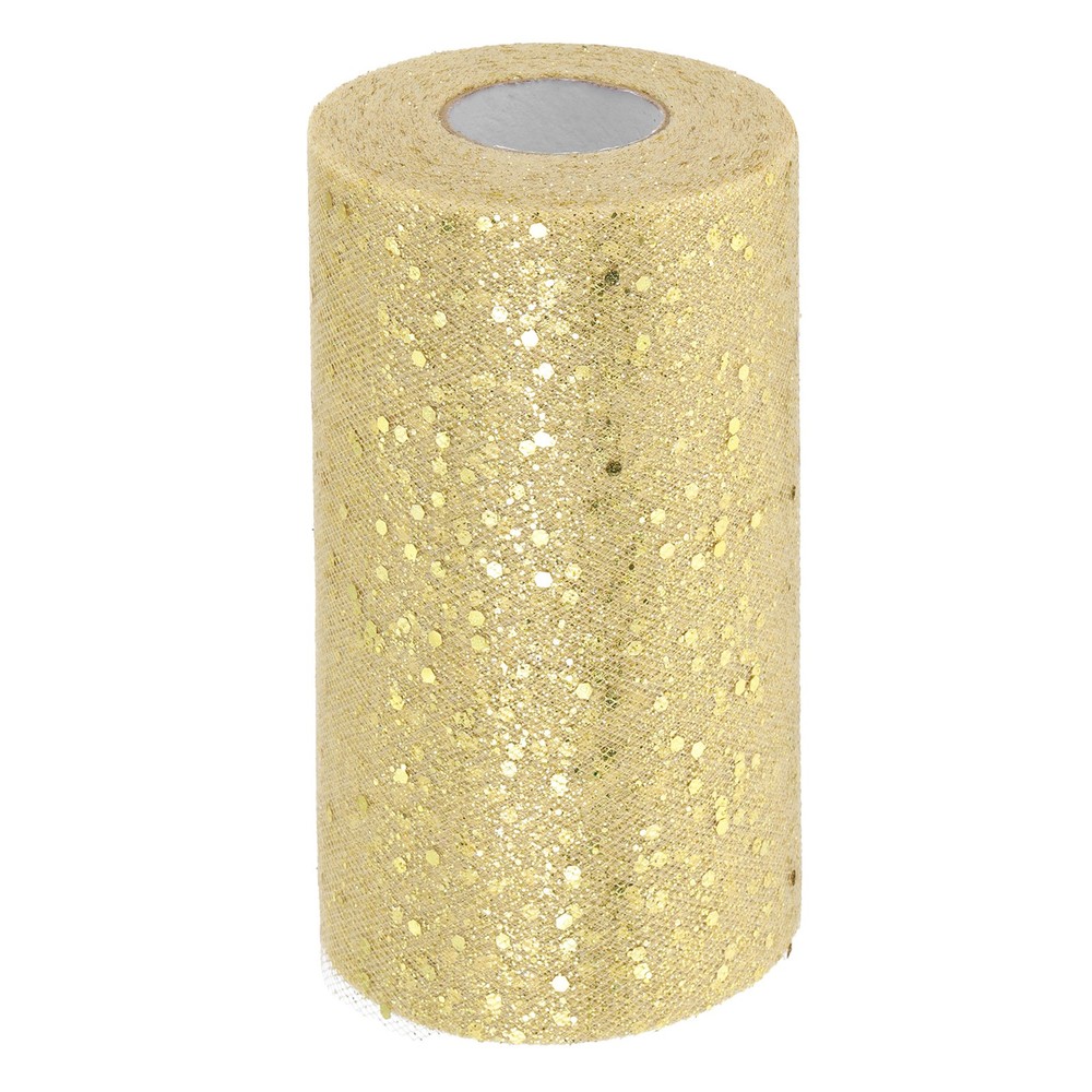 Tulle Fabric Rolls 6″ by 50 Yards Fabric Spool Tulle for DIY, Champagne Gold