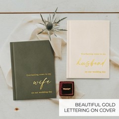 Elegant Velvet Wedding Vow Books With Gold Foil Lettering His and Hers Vow Books