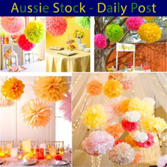 Pom Poms Tissue Paper Pompoms Wedding Baby Shower Birthday Party 6″-10″ 5pcs
