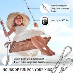 4 Pack 25in Hanging Swing Chain with 4 Carabiners, 440LB Capacity Hanging Kit…