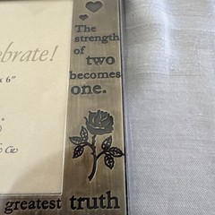 Wedding Photo Frame 4×6 Brushed Brass Engraved Love Quote Hearts Decor Gift NIB