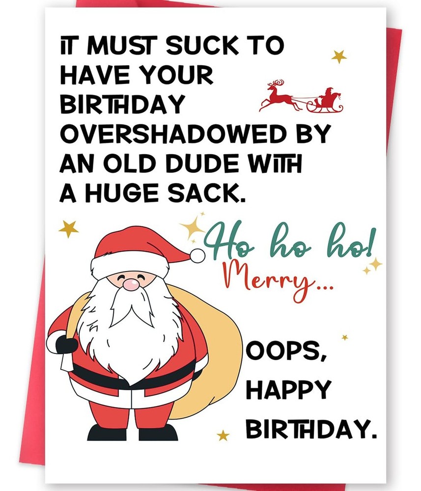 Funny December Birthday Card for Women Men, Happy Xmas Holiday Birthday for B…