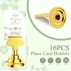 16 Pieces Table Card Holder Place Card Holders 1.7 inches Gold Steel Card Hol…