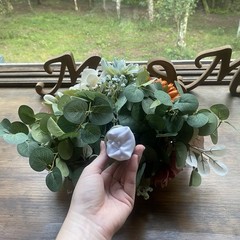 Beautiful Bridal Wedding Bouquet Budget Handmade Faux Floral Blue Orange Purple