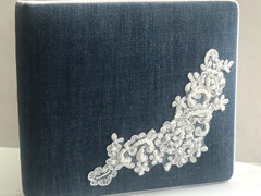 Blue Denim and White Lace Western Wedding Guest Book