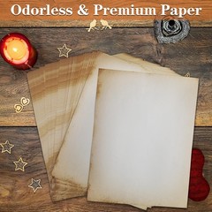 80 Sheets Vintage Paper, 8.5″ x 11″ Antique Stationary Paper for Brown