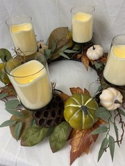 Fall Foliage Battery Candles Centerpiece Wreath Autumn Thanksgiving 18″
