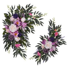 Lavender Purple Silk Wedding Arch Garland Set Of 2 Reusable Artificial Flowers