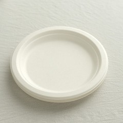 50 Round 7″ White Bagasse Sustainable Salad Plates Party Tableware Decoration