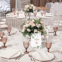 26 Pieces Wedding Table Numbers Cards 1-25 with Head Table Numbers Greenery E…