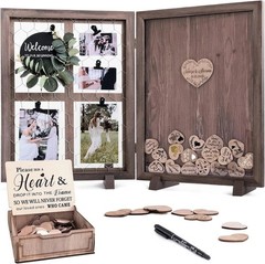 Rustic Wedding Guest Book Alternative | Acrylic Frame 80 Hearts | Unique Rece…