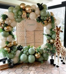 Sage Green White Sand Balloon Arch 18inch, 12inch, 10inch, 5inch, Gold