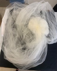 10 New Handmade Cream Tulle, Ribbon, Beads & Flower Aisle Bows