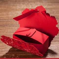 50PCS Red Lace Paper Box for Party Gift Wedding Favors Candy Box Jewelry Packing