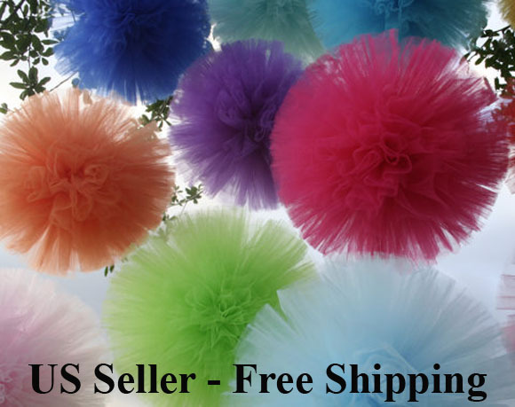 4-PACK TULLE POM POM FLOWER BALLS TULLE POMANDER HANGING DECORATION