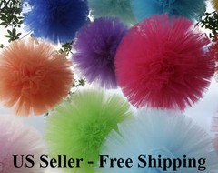 4-PACK TULLE POM POM FLOWER BALLS TULLE POMANDER HANGING DECORATION