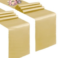Satin Table Runners – 12 x 72 Inches Long Wedding Table Runner 2 Pack Gold