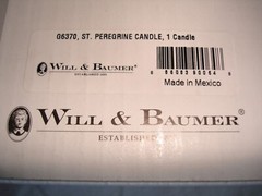 2-NEW Will & Baumer 06370 8″x 2.5″ St Peregrine Candle Set.