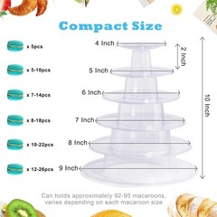 6 Tiers Round Macaron Tower Stand Plastic Transparent Cake Stand Macaron Disp…