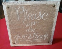 Burlap & Wood Wedding Guest Book Sign In Plaque