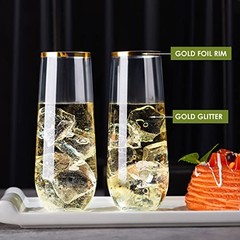 48 Pack Plastic Stemless Champagne Flutes, Disposable Unbreakable 9 Oz