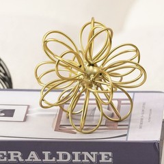 5.5″ Metal Geometric Table Top Decor, Gold Abstract Floral Sculpture, Modern …