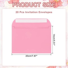 20Pcs Self Sealing Envelopes 7.8×5.5 Inch for Invitations A7 Pink