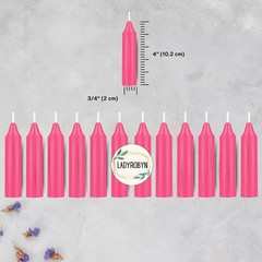 Box of 12 Pink Candles | 4 inches Tall & 3/4 inch Diameter | Set 12,