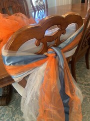 Chair Sash Ensembles Cream, Blue & Orange, Variety -Check details, Pre-tied