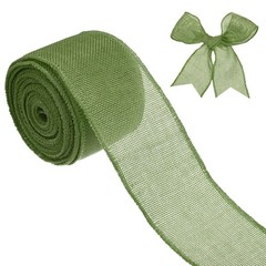 Burlap Ribbon, 2.5″ x 10 Yards Burlap Wired Edge Ribbon [Olive Green]