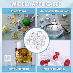 Fake Ice, 0.7» Fake Ice Cubes Clear Acrylic Ice Cubes Vase Fillers for