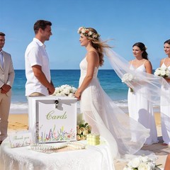 White Wedding Card Box With Lock PVC Gift Money Reception Decor Anniversary