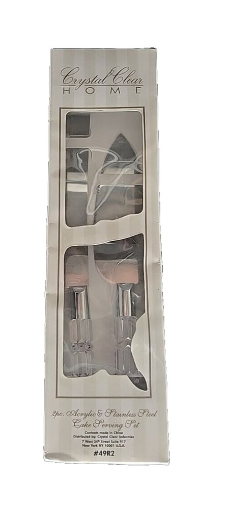 2 Piece Clear Acrylic Handle Stainless Steel Cake Serving Set New Open Box