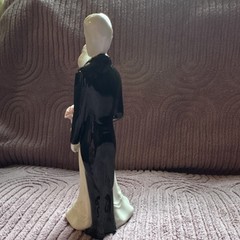 Ceramic Bride Groom Wedding Cake Topper Figurine White Black Pink Romantic