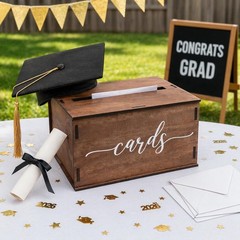 Wooden Wedding Card Box with Slot and Lid | Graduation Card Box for Party 202…