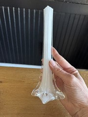 Eiffel Tower Glass Bud Vase Clear & White Centerpiece