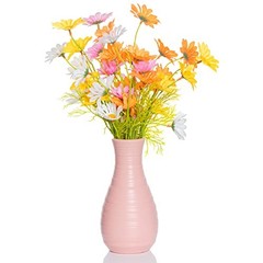 2 Pack Composite Plastics Flower Vase, Unbreakable Ceramic Look Vase for Pink