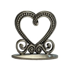 Heart Shaped Aged Pewter Finish Place Card Holders Vintage Romantic Table Decor