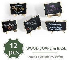 12pcs Mini Chalkboard Signs with Stand,Food Labels for Party 12 PACK Black