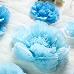 24 pack 7″ 9″ 11″ Periwinkle and Turquoise Tissue Paper Peony Flowers Backdrop