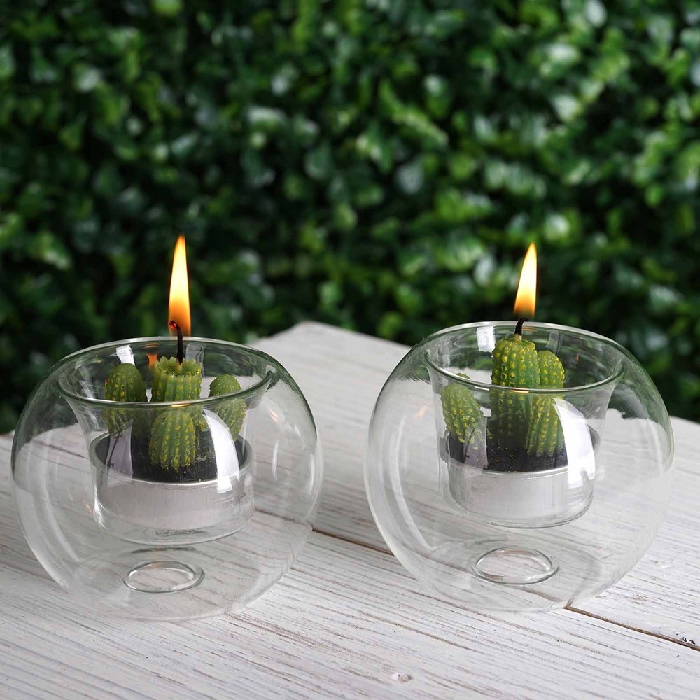 24 pcs Clear Glass Globe Votive Candle Holders for Wedding Party Centerpieces