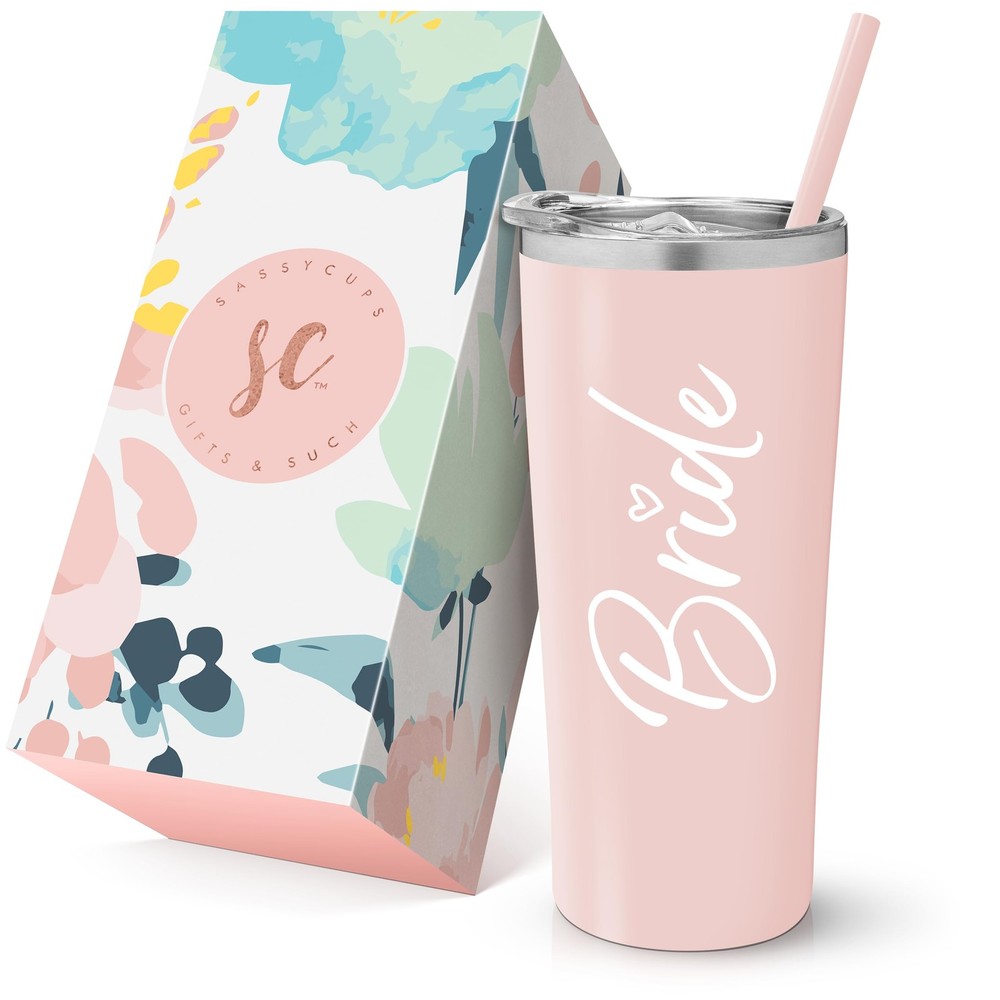 Bride 22oz Stainless Steel Insulated Wedding Party Tumbler Blush Gift Boxed New
