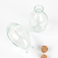 Magic Season Decorative Glass Bottles with Cork Stoppers (6 fl Transparent