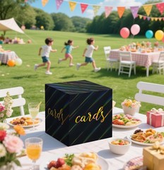 Iridescent Black Card Box for Party 9 x 9 Inch Gift Card Box Holder for Weddi…